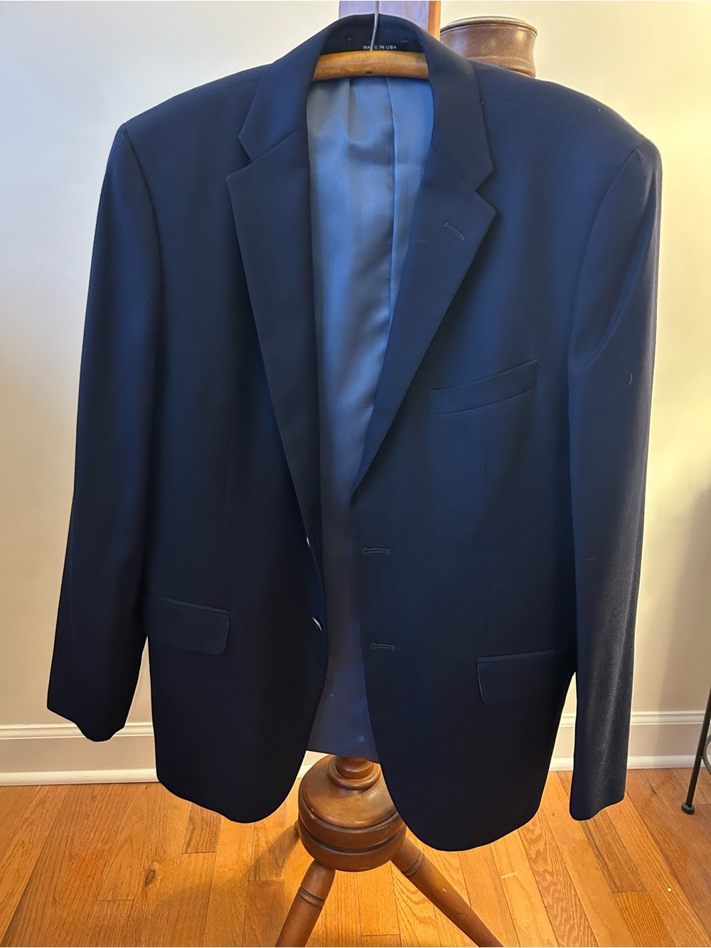Saks Fifth Avenue Italian Wool Men's Dark Navy Sport Coat 42R EUC
